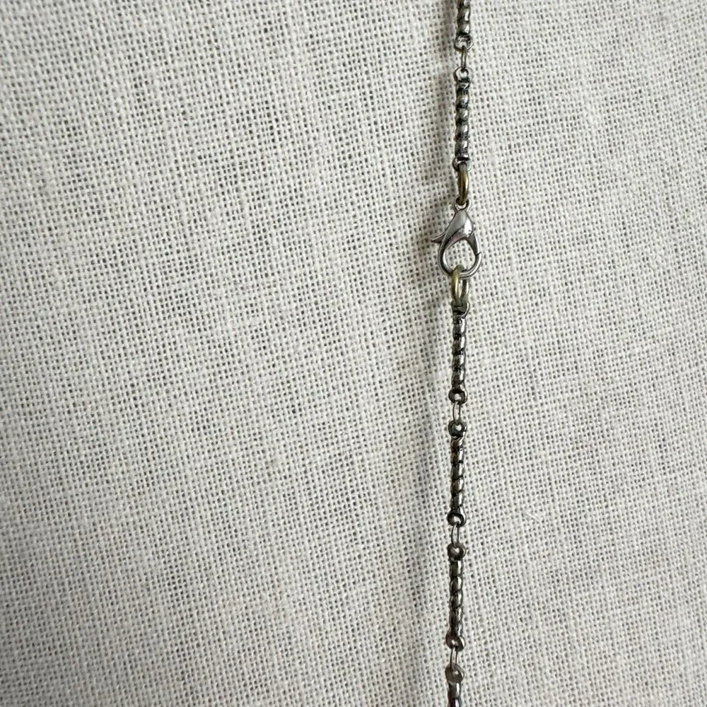 Stone Arrowhead Charm Necklace Bohemian Boho Silver Tone Long Statement